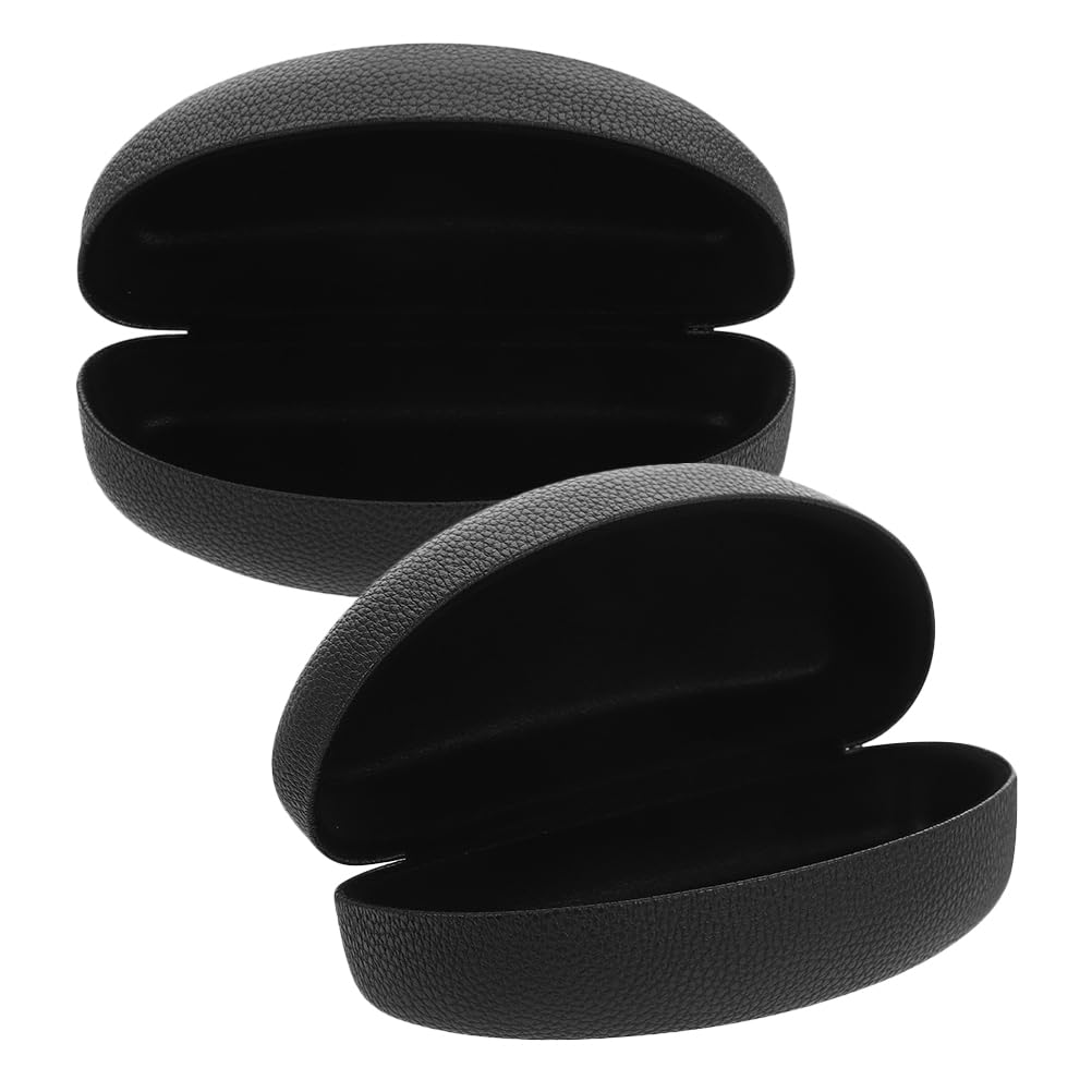 Organisateur de Lunettes de Soleil de Voyage Camping, Étui à Lunettes Rigide Noir en Pu et Fer, Léger et Facile à Transporter, Lot de 2 Pièces pour Protection Élégante