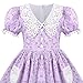 Girls Dress Purple Floral Lace Pocket Vintage Puff Sleeve Classic Retro Size 8