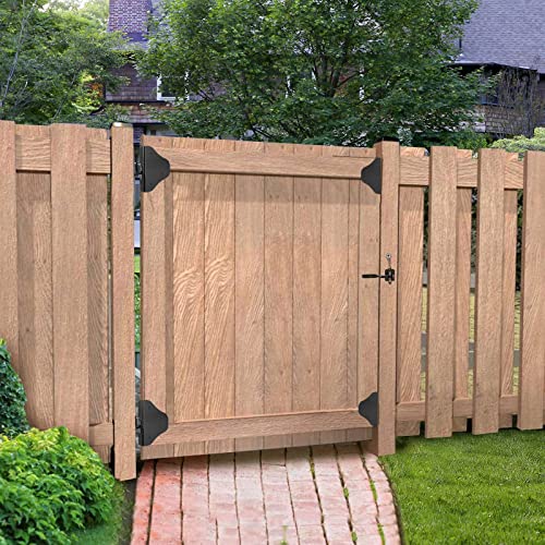 Image of Fence Gate Kit Gate Hardware with Gate Latch - Updated 90 Degree Right Angle Gate Hinges - Anti Sag Gate Kit - Gate Corner Brace Bracket (1 Set)