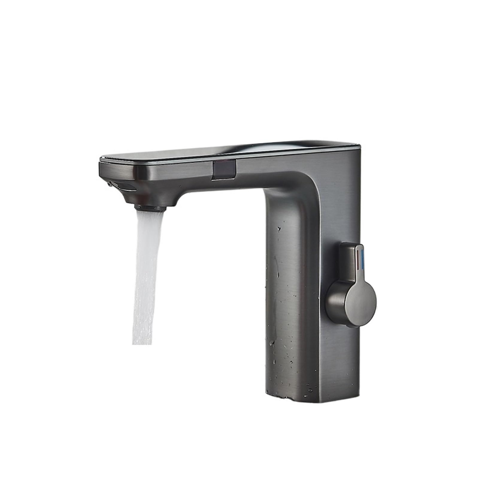CZYWKDDPP Kitchen Tap, Gun Grey Smart Sensor Basin Faucet, Digital Display Screen Hot Cold Water Mixer Vanity Touchless Faucet for Bathroom Basin(Gun A)