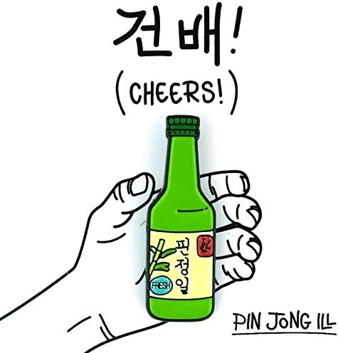 Soju Bottle Lapel Pin - Enamel Hat Hip Hop Streetwear Fashion Accessory, Original Art Design