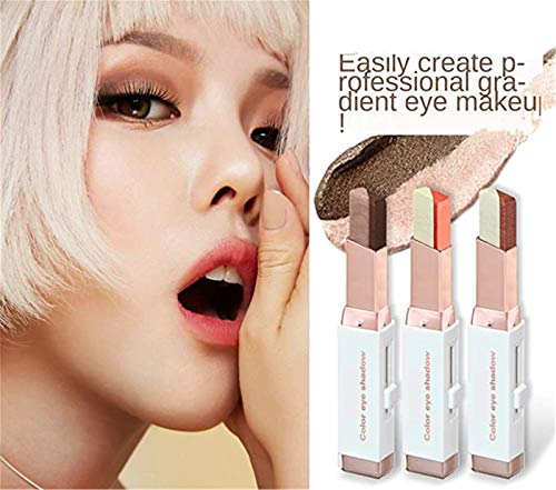 Nihexo Two-Tone Eyeshadow Stick,Double Colors Eye Shadow Stick Glitter Shimmer Eyeshadow Gradient Eyeshadow,Makeup Stick Waterproof Eyeshadow (#2 Brown Coffee) #TOP5