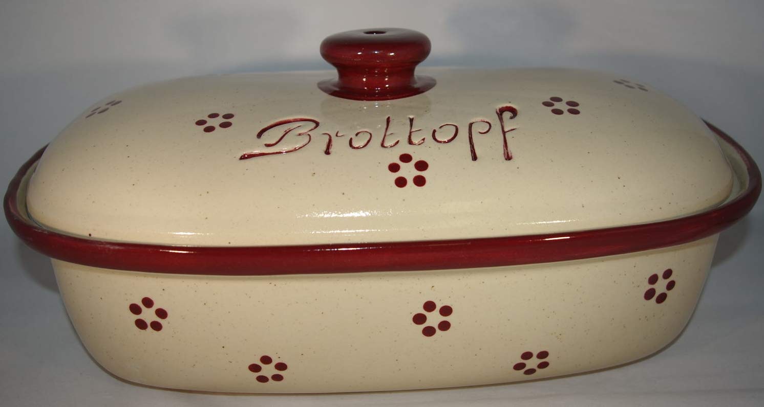 Brottopf Rubin gross 40 cm | Brotkasten | Brotbox | Brotdose | Brotbehälter | Steinzeug | LxB 41x25