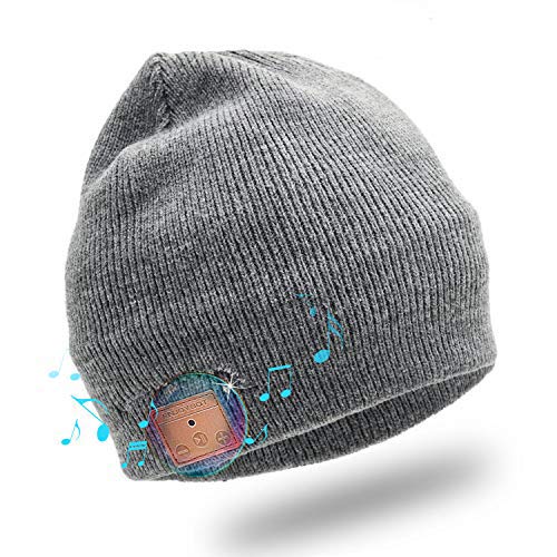 Enjoybot Bluetooth Beanie Wireless Knit Winter Hats Cap with Built-in Stereo Speakers and Microphone for Outdoor Sports Gray