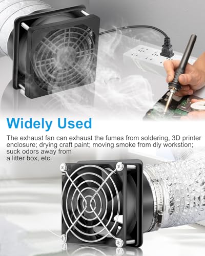 Image of GDSTIME Small Axial Exhaust Fan 80mm 12V DC Fan with AC Plug, 3 Inch Flange | Dual Ball, Variable Speed Control, for Soldering, Smoke Extraction, 3D Printer, DIY Cooling Ventilation Exhaust Projects