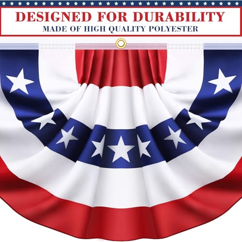 6 Pack USA Pleated Bunting Fan Flags 1.5x3 Ft - American US Flag Bunting for Outside Red White & Blue Patriotic Decor for 250th Anniversary, Memorial Day, Independence Day 4th of July Decorations by Sufuplay - Image 3