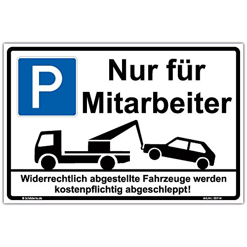 Schild"Parken - Nur für Mitarbeiter" Hinweisschild 300x200 mm stabile Aluminiumverbundplatte 3mm stark - inkl. 4 Eckbohrungen Cover