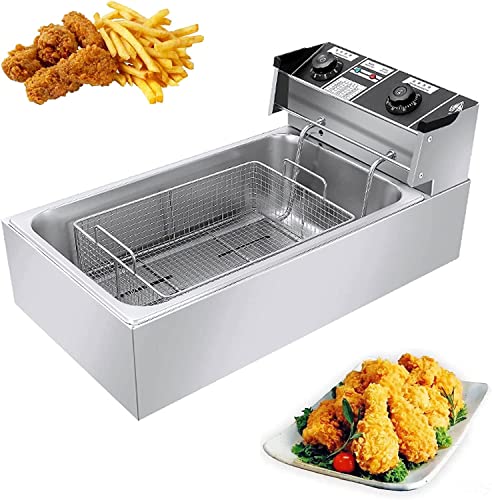 Freidora de gas de 3200 W, eléctrica, de acero inoxidable, de 22 L, con temperatura ajustable de 50 a 300 °C, desconexión de seguridad, cesta extraíble de fácil limpieza y patas antideslizantes (
