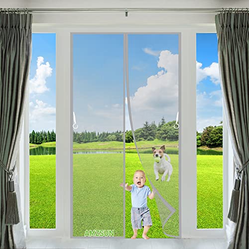 Magnetic Screen Door Hands Free Mesh Partition Keeps Bugs Out Let Fresh Air in 175x180cm Grey Easy to Install Without Drilling
