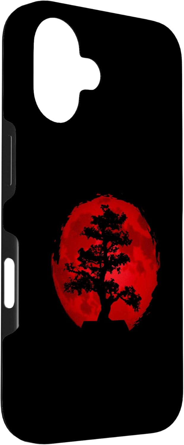 iPhone 16 Bonsai Tree Vintage Japanese Red Moon Cool Design Case