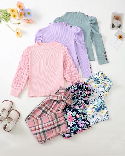 Image of Little Girls Clothes Kids Fall Winter Outfits Pant Set for Girl Age 4-8
