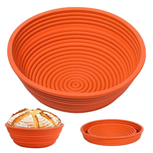 Webake Silicone Bread Proofing Basket,Collapsible Sourdough Bread Baking Supplies Dough Proofing Bowl Containers Oven Safe Baking Gifts for Bakers 9 INCHES