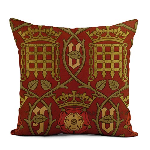 Topyee Throw Pillow Cover 18x18 Inch Fine Tudor Rose Reproduction Designed by English School 19Th Home Decor Pillowcases Square Pillow Cases Cushion Covers for Sofa Couch Bed