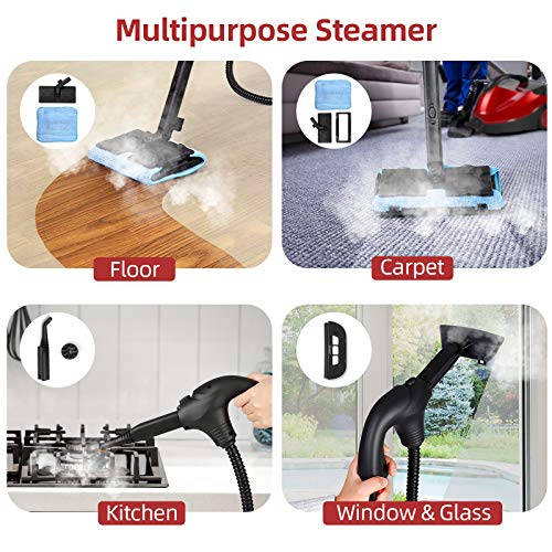 SIMBR Steam Cleaner 1500W 1.5 L Multipurpose Heavy Duty Steam Mop with 17 Accessories, Extra-Long Power Cord, Chemical-Free Household Steamer for Floors, Carpet, Windows, Auto and More