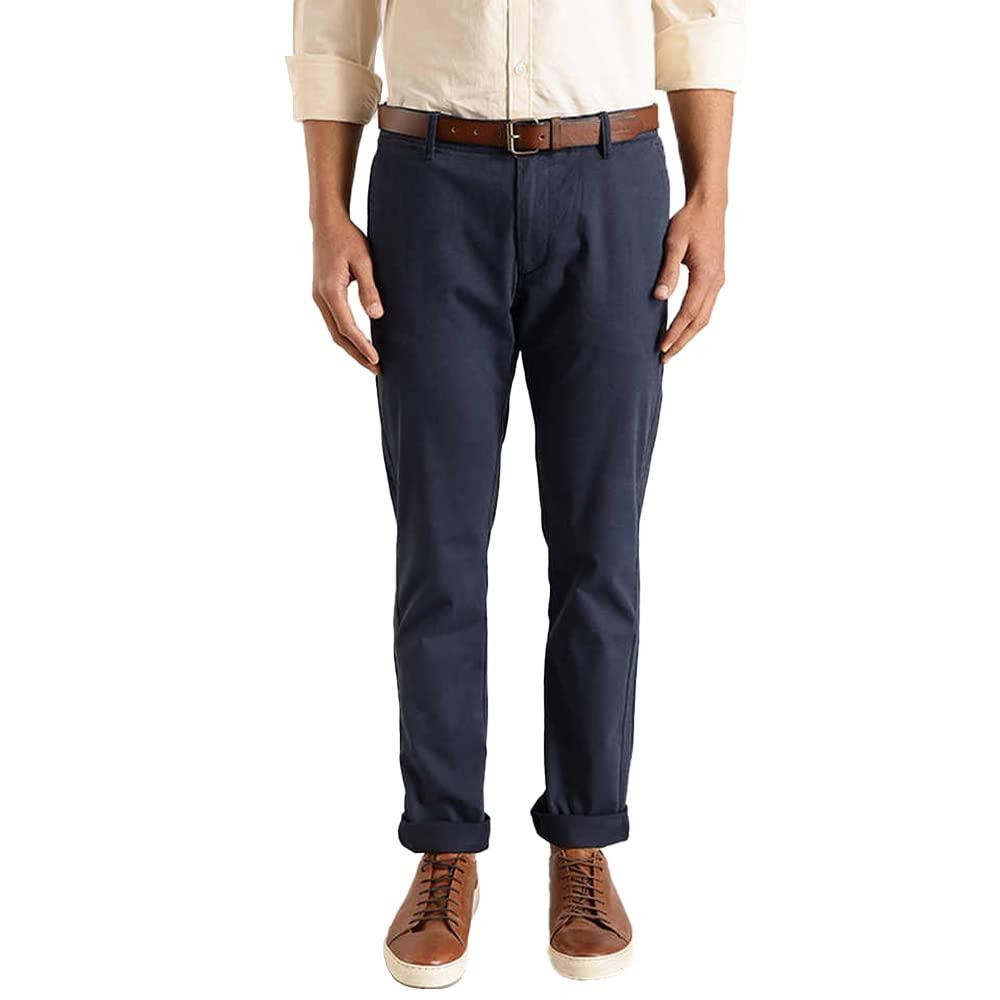 Solid Cotton Stretch Tailored Fit Men's Casual Trousers-image-12