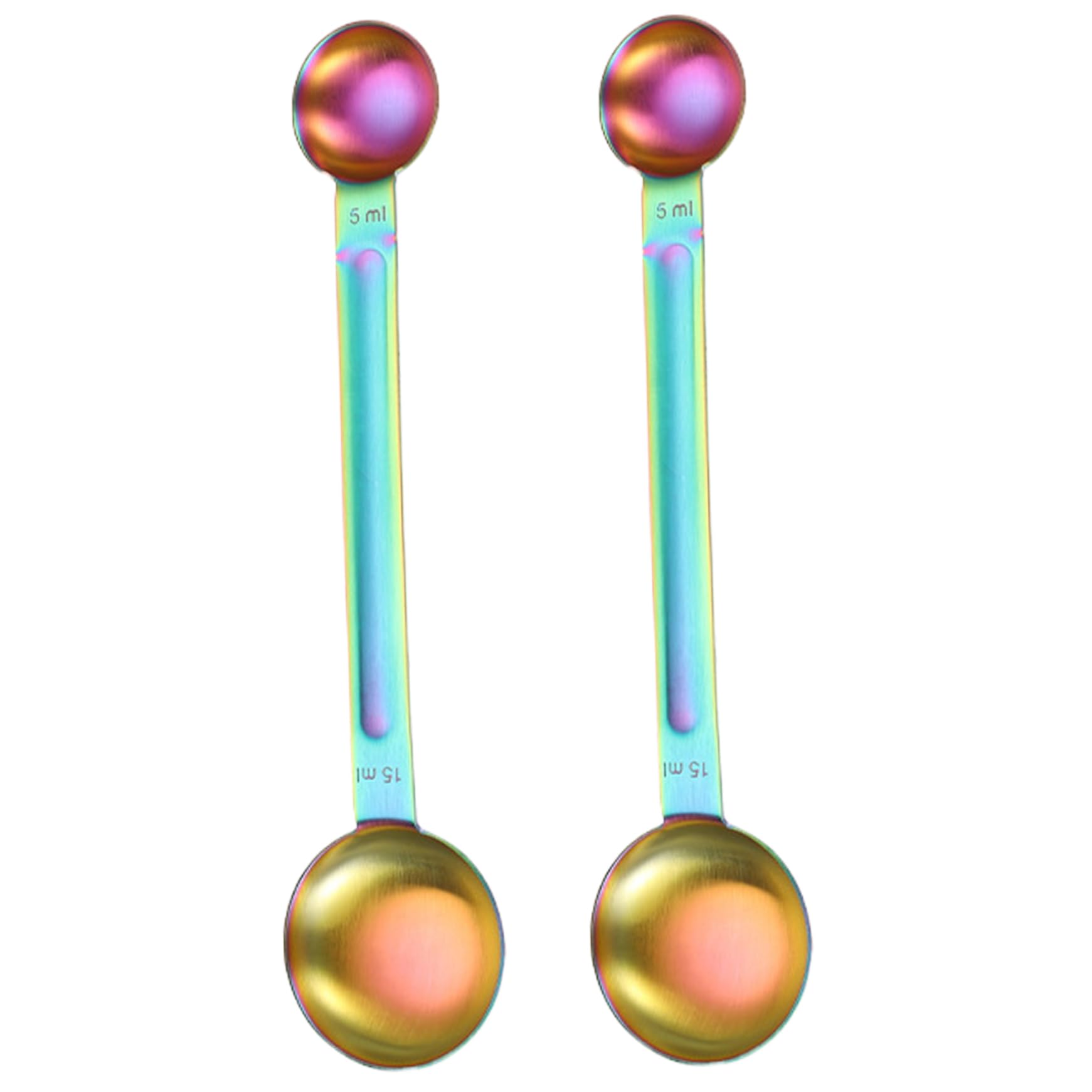 Wedhapy 2Pcs Measuring Spoons Double Heads Coffee Measuring Spoon, 5Ml & 15Ml Tablespoon Measuring Spoon Stainless Steel Long Handle Measuring Spoons For Precis Baking Measurements Measuring Spoons