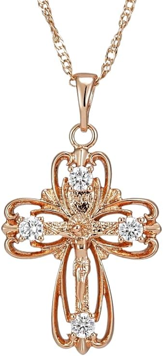 925 sterling Silver Prayer Orthodox Cross Necklace Orthodox Cross Pendant Necklace Russian Orthodox Jewelry Rose Gold Color Religious Jesus Eastern Orthodox Cross Necklace Greek for Women