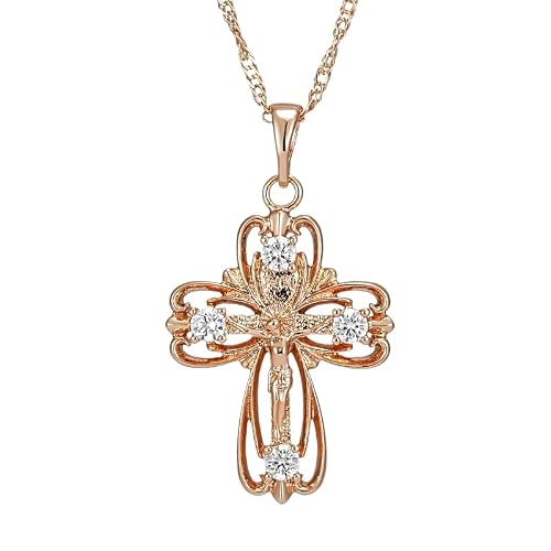 925 Sterling Silver Orthodox Cross with Rose Gold Color