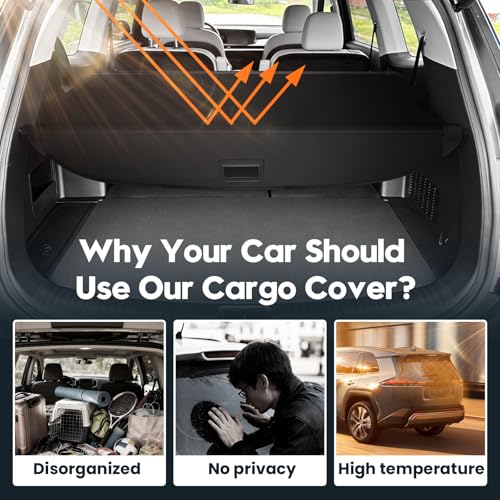 Image of Powerty Cargo Cover for 2020-2025 Kia Telluride, Canvas Trunk Cover Retractable Trunk Security Cover Privacy Shielding Shade for Kia Telluride