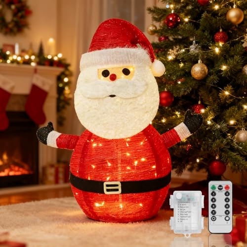 Aigostar Weihnachtsmann Weihnachtsdeko mit Batteriebox, Warmweiß, mit...