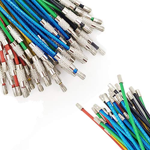 Wzt 50 Pcs Wire Keychains 2Mm 6.3 Inches, Assorted Colored Cable Loops Stainless Steel Key Ring For Hanging Luggage Tag, Keyrings And Id Tag Keepers #TOP3