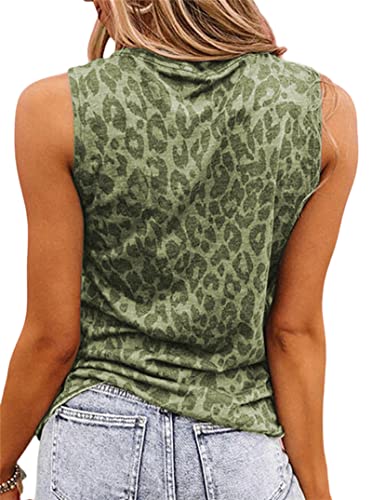 Avanova Women's Sleeveless Graphic Tees Leopard Lip Printed Casual Summer Tank Tops Leopard Green Small #TOP1