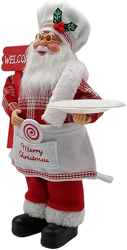 Miniatura 6 de Figuras de chef de Papá Noel de 12 pulgadas, decoraciones de figura de Feliz Navidad, adornos de escritorio de Papá Noel para muñeca, decoración de