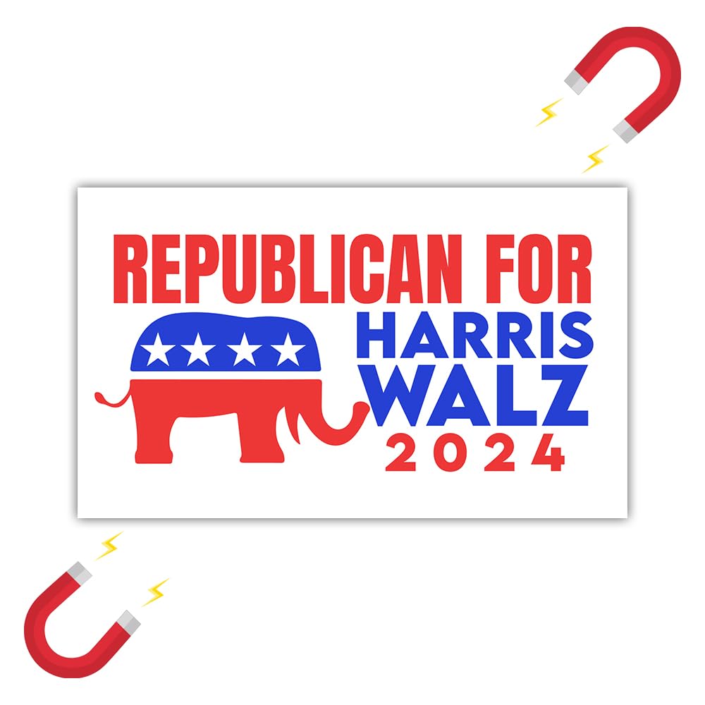 BAVAHA [7.5"x4.5"] Republican for Harris Walz 2024 Magnetic Bumper Stickers Republican Vote Sticker Harris Walz Walzt Magnet Kamala Harris 2024 Magnet Stickers Political Magnet for Car Truck Fridge