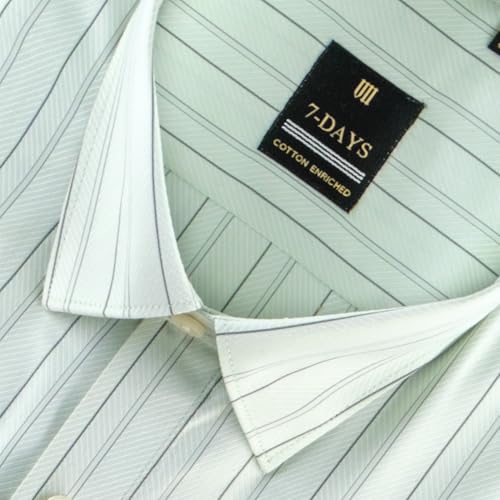 Image of 7-DAYS Men's Premium Striped Formal Shirt - Cotton Rich, Regular Fit, Full Sleeve, with Pocket, Wrinkle Resistant - Stylish Office & Everyday Wear.