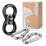 AusKit Swing Swivel, 35 KN Pulley, Safest Rotational Device Hanging Accessory with Carabiners for Web Tree Swing, Swing Setting, Aerial Dance, Children's Swing (35KN-Black)