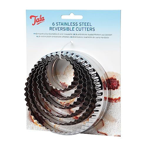 Tala Reversible, Crinkle Cutters, Perfect for Cookie, Scones, and Biscuits, Stainless Steel Cutters, Mirror Polished Metal