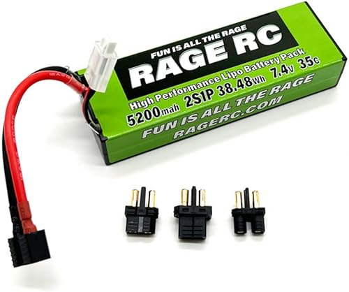 Rage RC 5200mah 2s 7.4v 35c Estuche rígido LiPo Batería con Universal RGRLP52002S35U