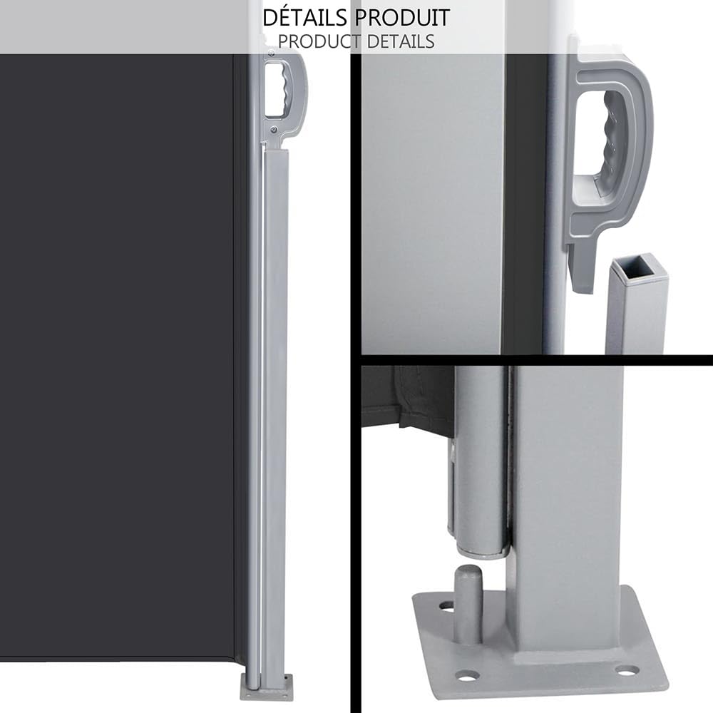 VOUNOT® Toldo Lateral Retráctil, Protege la Privacidad, Protector Solar a Prueba de Viento, para Balcón, Jardin, Terraza, 160 x 300cm, Antracita
