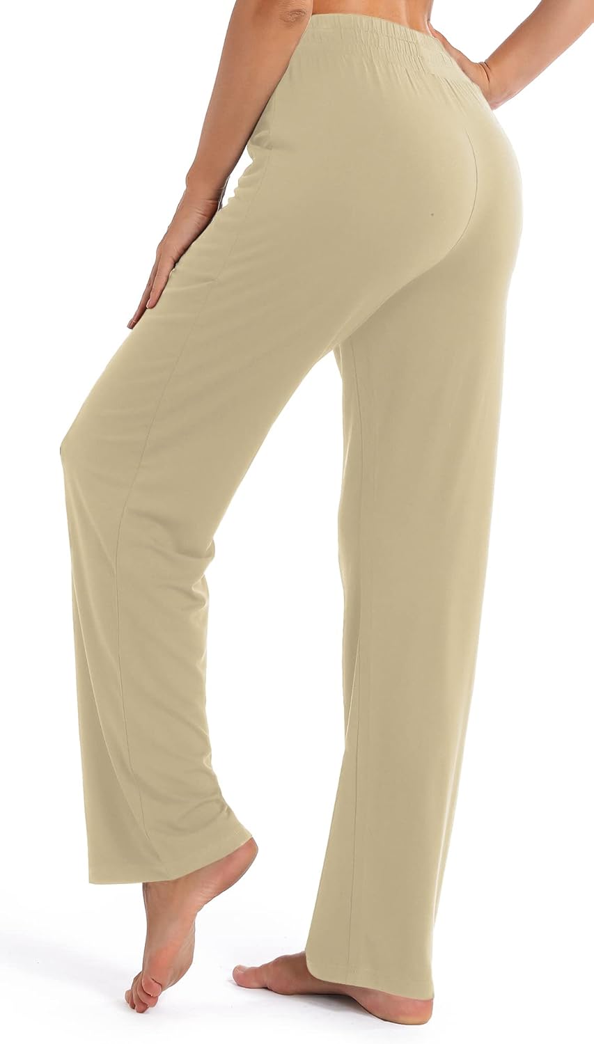 Urban CoCo Women's Straight Leg Long Pants Elastic High Waist Drawstring Casual Trousers with Pockets - Image 5