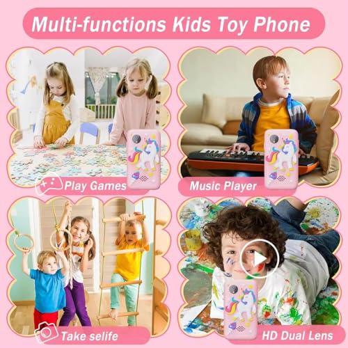 Image of MOKRUSH Kids Unicorn Smartphone Toy, 2.4 inch Screen, 8MP Camera, MP3 Player, Built-in Games (Pink)