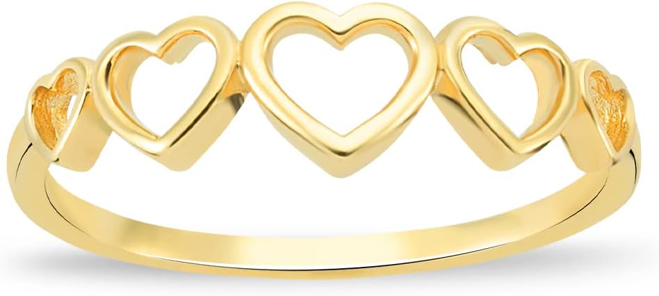 Gelin 10K Yellow Gold Open Heart Ring for Women