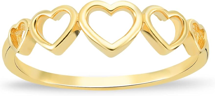 Gelin 10K Solid Gold Open Heart Ring for Women