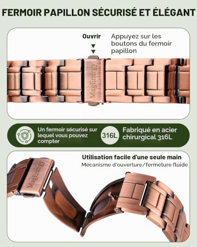 MagEnergy Bracelet Homme Cuivre 99,99% Pur, Cadeau Idéal Homme – vue 4
