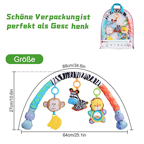 Henakmsl Jouet de Poussette Arc pour bébé 0-6 Mois Jouet de Poussette avec hochet/Squeak Musical Sensoriel Crèche Suspendue Arc Jouet Mobile Poussette Jouet pour Nouveau-né – vue 7