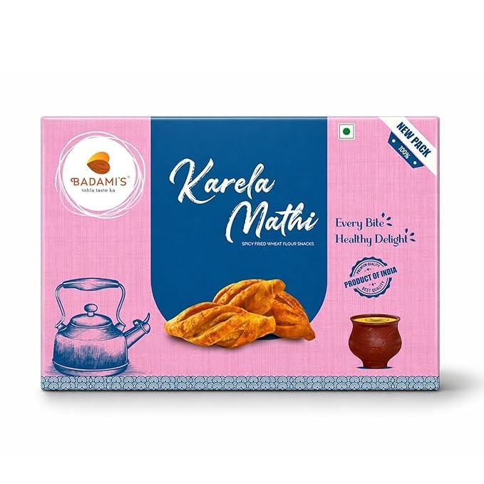 Image of Badami's Assorted Namkeen Collection | Traditional Indian Snacks | Mathi, Karela Mathi, Bhakarwadi, Mini Kachori & Cocktail Samosa | Ready to Eat