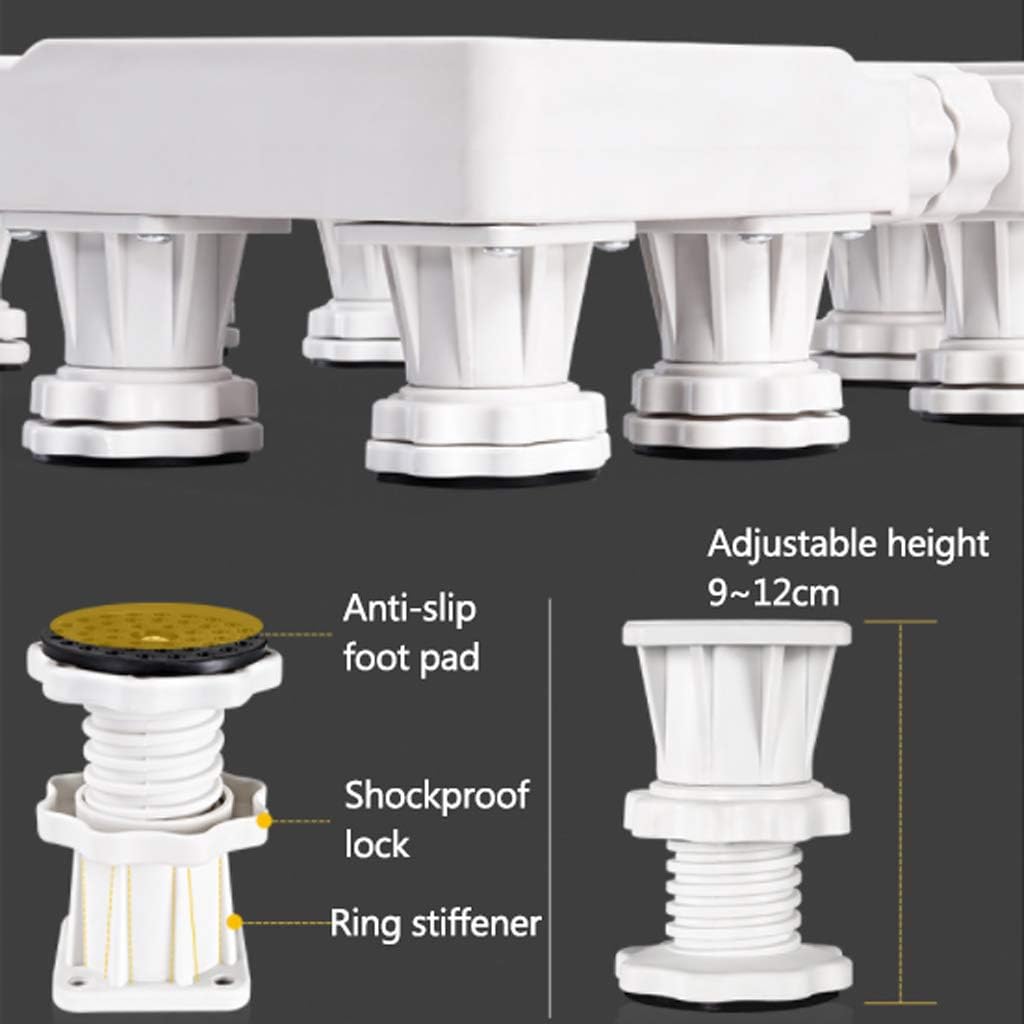 Universal Fridge Stand with 4 Doubles Wheels,Washing Machine Mobile Base with Strong Feet,Multi-Functional Adjustable Base,for Dryer,Refrigerator. (8 Legs 51 to 70cm)