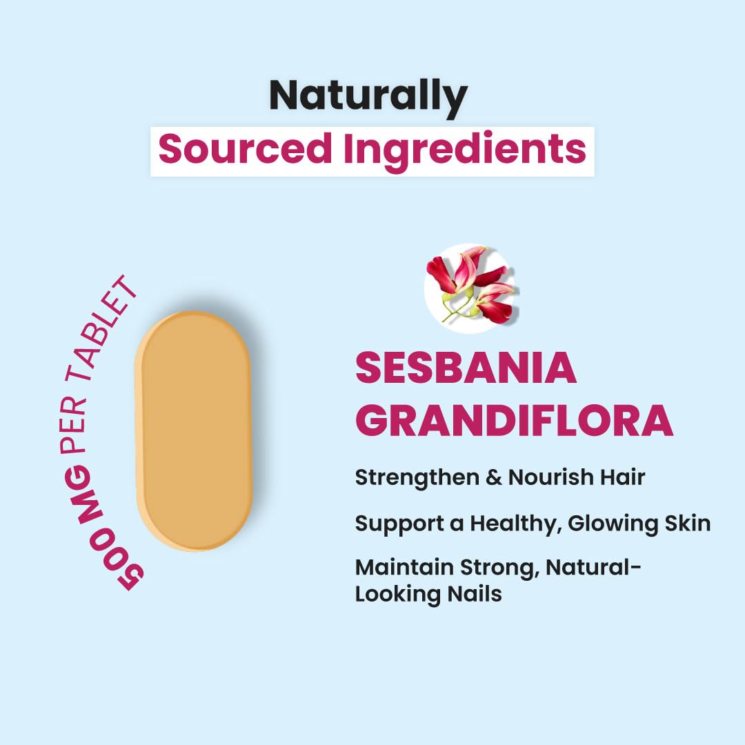 Zeroharm biotin pills for hair growth - 10000 MCG Vitamin B7 - Plant - Sleeping Hair Skin, Skin Hydration and Nail Strength - Sesbania Grandiflora - 60 Bills - 60 Bills Zeroharm biotin pills for hair growth - 10000 MCG Vitamin B7 - Plant - Sleeping Hair Skin, Skin Hydration and Nail Strength - Sesbania Grandiflora - 60 Bills - 60 Bills