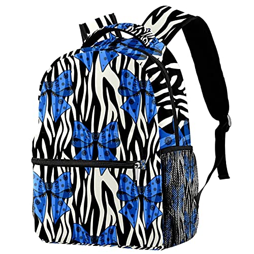 Sac à dos de voyage pour filles et garçons avec porte-bouteille imprimé zèbre