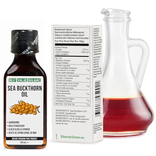 Best Value Organic Sanddornöl, Teelöffel, 100 ml Sibirisches unraffiniert kaltgepresst roh