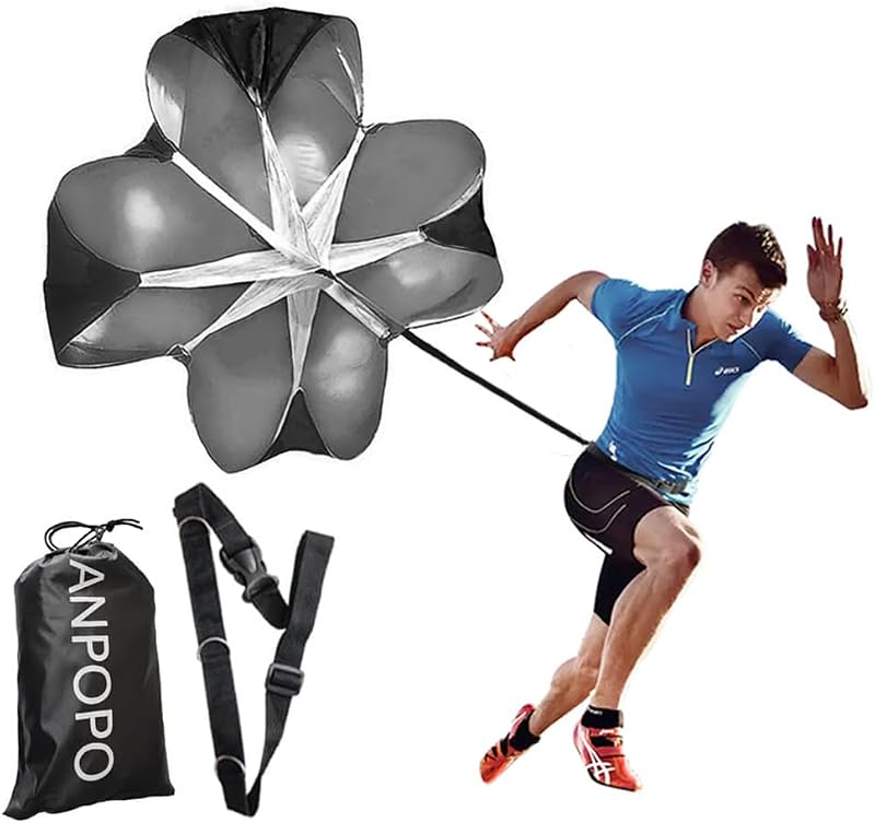 Bfsmile Paracaídas de entrenamiento de velocidad para correr de 56 pulgadas con correa ajustable, bolsa de transporte gratuita. Paracaídas para correr con resistencia al paracaídas de velocidad para niños, jóvenes y adultos
