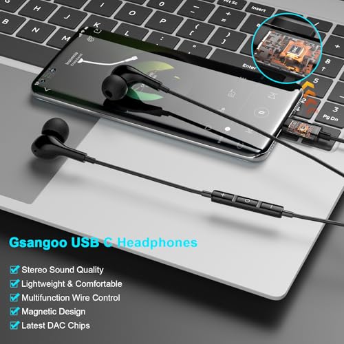 Image of USB C Headphones for iPhone 17 Air 16 Wired Earphones for Samsung Galaxy S24 /S23 /S22 /S25 /S26 Ultra for iPhone 15 Pro Wired Earbud with Mic Stereo Noise Cancelling Type C Earbuds for Pixel 9 /Oneplus 12