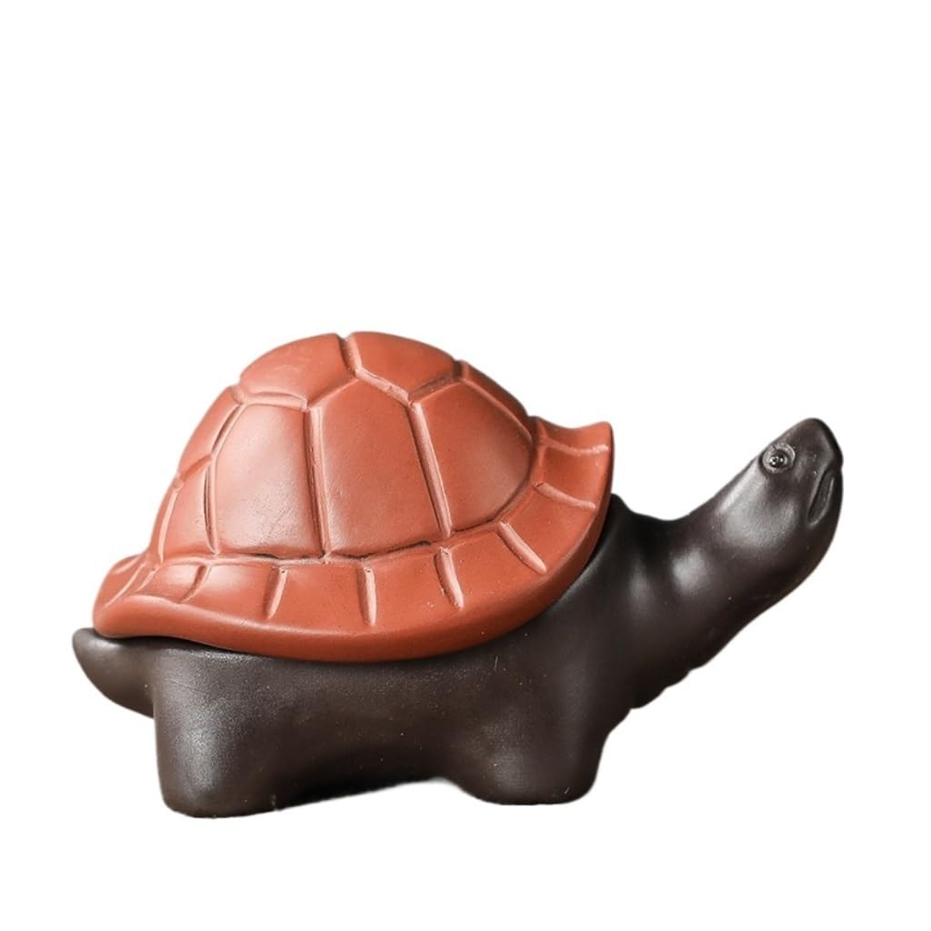 ENGENDER Kung Fu Tea Pet Purple Sand Small Turtle Tea Pet Chinese Kung Fu Room, Tray, Home Decoration(B)