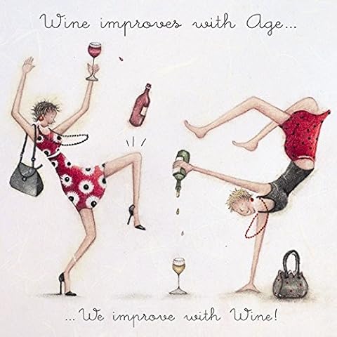 Berni Parker 'Wine Improves with Age… …We Improve with Wine!' Blank Greetings Card Cover
