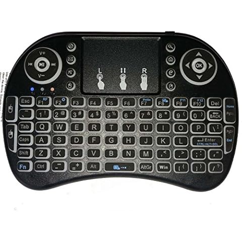 (Upgraded)Rii 2.4GHz Mini Wireless Keyboard with Touchpad,QWERTY,LED Backlit,Portable Keyboard for laptop/PC/Tablets/Windows/Mac/TV/Xbox/PS3/Raspberry Pi .(i8+ Black) Cover