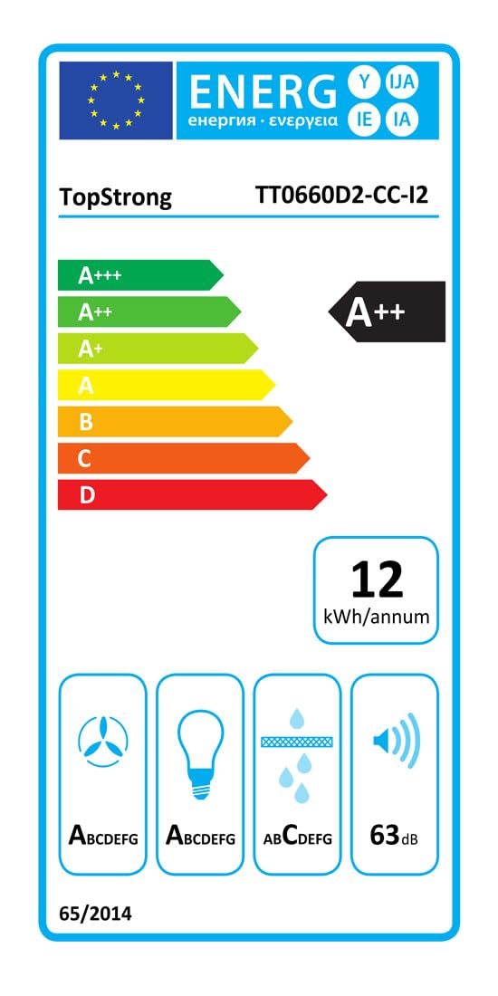 TopStrong Hotte aspirante 60cm, hotte aspirante circulant air/air évacué, 700 m³ / h, hotte Extractive en Acier Inoxydable, contrôle Soft Touch 9 étapes et
